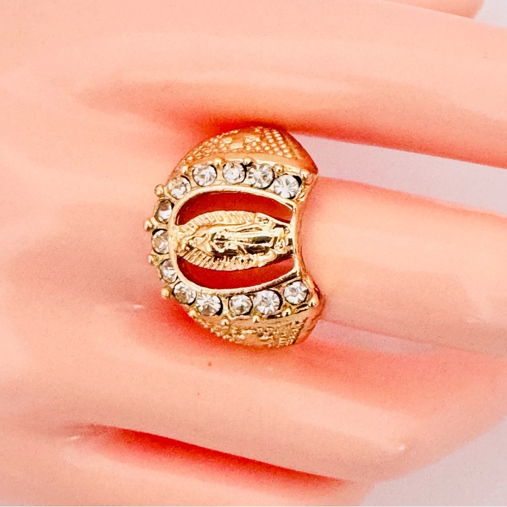 New elegant 14K Gold Plated Our Lady Guadalupe men’s ring. Size 12